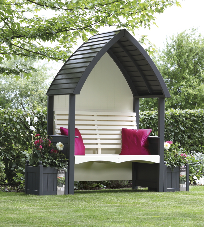cottage arbour charcoal cream painted